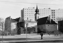 Hungary, Óbuda, Budapest III., Pacsirtamező (Korvin Ottó) utca, jobbra a Kálvin köz 4. szám alatti Óbudai református templom., 1977, Dorics István, Budapest, Fortepan #267912