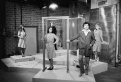 1983, Kanyó Béla, actor, studio, standing in door, Fortepan #268725