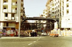 Magyarország, Budapest V., Kálvin tér az Üllői út torkolatától a Kecskeméti utca felé nézve. A Korona Hotel építkezése., 1989, Kanyó Béla, Budapest, Fortepan #268812