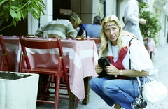 France, Paris, 1983, Kanyó Béla, photography, camera, wrist watch, headband, Fortepan #268876