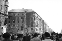 Magyarország, Budapest VIII., Üllői út - Nagykörút kereszteződése a Nagyvárad tér felé nézve. Balra a József körúti saroképületek., 1956, Juricza Tibor, forradalom, rom, Budapest, épületkár, Fortepan #26888