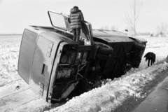 1980, Kanyó Béla, winter, accident, Ikarus-brand, wreck, Fortepan #268884