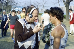 1983, Kanyó Béla, microphone, reporter, sport jersey, Fortepan #269182