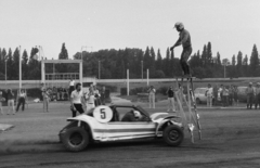 Hungary, Budapest VIII., Kerepesi úti Ügetőpálya, autós-kaszkadőr bemutató., 1983, Kanyó Béla, stuntman, Budapest, Fortepan #269319