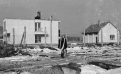 Hungary, Tarcal, 1978, Leskó Imre, dirt road, winter, board, snow, Fortepan #269893