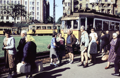 Hungary, Budapest XII.,Budapest II., Széll Kálmán (Moszkva) tér, balra a háttérben a Postapalota., 1964, Szilvási hagyaték, Best of, tram, BKVT V-type, Budapest, colorful, Fortepan #270032