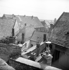 Hungary, Szentendre, kilátás a Várdombról a Fő (Marx) tér felé., 1958, Vozárik Edit, roof, chimney, Fortepan #270144