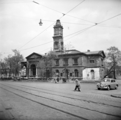 Hungary, Budapest I., Ybl Miklós tér, Várkert Kioszk (Ybl Miklós, 1883.)., 1958, Vozárik Edit, Budapest, automobile, vanished building, Fortepan #270167