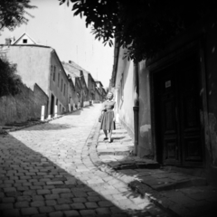 Hungary, Budapest II., Gül Baba utca., 1959, Vozárik Edit, Budapest, street view, house, slope, stairs, Fortepan #270174