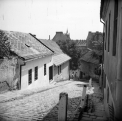 Hungary, Budapest II., Gül Baba utca., 1959, Vozárik Edit, Budapest, street view, house, slope, Fortepan #270175