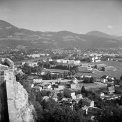 Ausztria, Salzburg, kilátás a Nonnberg apátság felől a Salzach folyóra és a déli városrészre., 1968, Vozárik Edit, Fortepan #270343