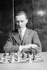 1914, Vozárik Edit, chess, portrait, man, tie, toy, board game, Fortepan #270355