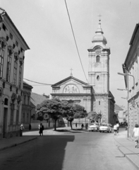 Magyarország, Pécs, Ferencesek utcája (Sallai utca), szemben a Szent Ferenc-templom., 1966, Vozárik Edit, Fortepan #270379