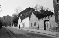 Hungary, Budapest II., a Margit utca a Rómer Flóris utca felé nézve, középen a Margitkert vendéglő., 1965, Vozárik Edit, street view, Budapest, Fortepan #270389