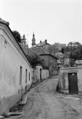 Magyarország, Veszprém, az Ányos Pál utca torkolata a Deák Ferenc utcánál, fenn a Tűztorony., 1972, Vozárik Edit, Fortepan #270422