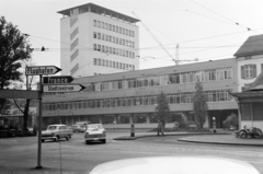 Switzerland, Basel, Aeschenplatz., 1965, Ungváry Rudolf, road signs, street view, motorcycle, Fortepan #270544