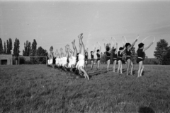 Magyarország, Pécs, Ifjúság útja 6., a Pedagógiai Főiskola (később Pécsi Tudományegyetem) sportpályája., 1958, Lipovits Károly, mutatvány, kézenállás, libasor, Fortepan #271248