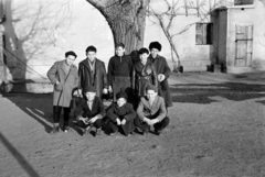 1959, Lipovits Károly, tableau, boys, leather jacket, Fortepan #271284