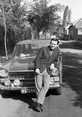 Hungary, Budapest XIX., Wesselényi utca a Derkovits Gyula utca felé nézve., 1968, Drimbe József, Fiat-brand, chauffeur, automobile, Budapest, prop up on elbows, Fortepan #27155