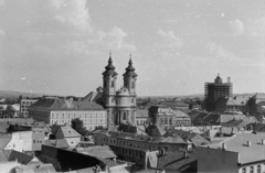 Magyarország, Eger, kilátás a Minaretből, balra a Minorita templom, jobbra a Líceum látható., 1961, Lipovits Károly, Fortepan #271550