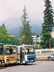 Szlovákia, Ótátrafüred, 1988, Drimbe József, Csehszlovákia, színes, autóbusz, csehszlovák gyártmány, Skoda-márka, Karosa-márka, Tátra hegység, ČSAD, Fortepan #27185