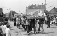 Hungary, Csorna, Szent István (Szabadság) tér, május 1-i felvonulás., 1975, Lipovits Károly, brigade competition, Fortepan #271850