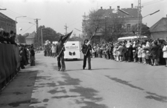 Hungary, Csorna, Szent István (Szabadság) tér, május 1-i felvonulás., 1975, Lipovits Károly, ad truck, Fortepan #271852