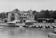 Hungary, Balatonfüred, Yacht Club (Vitorlás Club)., 1966, UVATERV, crane, port, Fortepan #2723