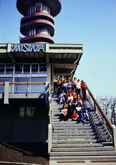 Hungary, Pécs, Misina tető, a felvétel a TV adótorony előtt készült., 1975, Darányi Zsolt, TV tower, restaurant, Fortepan #272337