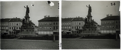 Romania,Transylvania, Arad, Szabadság tér, Aradi vértanúk-emlékműve (Huszár Adolf és Zala György alkotása)., 1903, Schoch Frigyes, sculpture, monument, stereophoto, Adolf Huszár design, awning, György Zala-design, Fortepan #27257