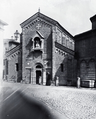 Italy, Bologna, Piazza Santo Stefano, a "hét templom" ("sette chiese") templomegyüttes, Szent Vitalis és Agricola temploma (SS Vitale e Agricola)., 1908, Flanek-Falvay-Kováts, brick covering, church, Fortepan #272905