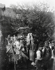 1912, Flanek-Falvay-Kováts, harvest, wooden butte, bridge, Fortepan #272978