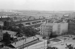 Csehország, Brno, látkép a régi városháza tornyából a teherpályaudvar felé., 1963, Schermann Ákos, Fortepan #273019