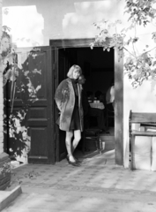 Hungary, Fót, 1967, Schermann Ákos, long-haired, door, standing in door, shadow, mini dress, Fortepan #273045