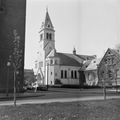 Magyarország, Budapest XI., Bocskai út, szemben a Magyari István utcában a Kelenföldi Evangélikus Egyházközség temploma., 1971, Schermann Ákos, evangélikus, Budapest, Fortepan #273064