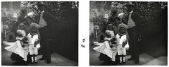 Germany, Biberach, 1909, Schoch Frigyes, family, yard, tableau, stereophoto, dotted dress, sailor dress, Fortepan #27310