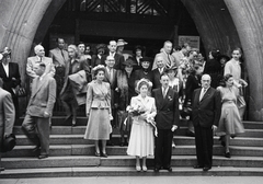 Hungary, Budapest VII., Városligeti fasor 7., a felvétel a Fasori református templom bejárata előtt készült., 1948, Kern család, Budapest, wedding ceremony, tableau, Fortepan #273241