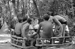 1968, Mészöly Leonóra, camping, half-naked, Fortepan #27344