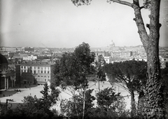 Italy, Rome, kilátás a város felé a Pincio dombról, előtérben a Piazza del Popolo, távolban a Szent Péter-bazilika látható., 1909, Vargha Zsuzsa, Fortepan #273547