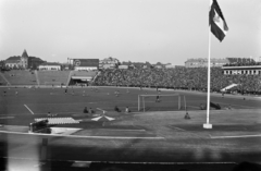 Magyarország, Népstadion, Budapest XIV., Budapesti Kinizsi - Szegedi Haladás 3:2 (0:2) NB I-es bajnoki labdarúgó-mérközés 1954. október 17-én., 1954, Vajda Márton, labdarúgás, Budapest, Fortepan #273612