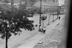 Magyarország, Óbuda, Budapest III., kilátás a Bécsi út 95-ös számú házból, szemben a 94-96. szám alatti területen épül később a Kandó Kálmán Villamosipari Műszaki Főiskola., 1964, Szilvási hagyaték, Budapest, Fortepan #273738