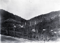 Ukraine,Zakarpattia Oblast, (Csorbadomb), Uzsoki-völgy, az épülő vasúti viadukt., 1904, Bachler család, landscape, Fortepan #273946