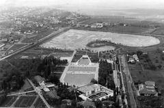 Hungary, Hajdúszoboszló, légifotó a gyógyfürdőről, a strandról és a csónakázótóról., 1939, Molnár Gyula, aerial photo, Fortepan #274526