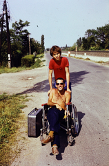 1975, Kristek Pál, Best of, travelling, wheelchair, suitcase, Fortepan #274892