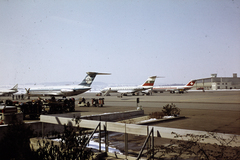 Svájc, Zürich,Kloten, a zürichi repülőtér (Flughafen Zürich, korábban Flughafen Zürich-Kloten)., 1972, Kristek Pál, KLM légitársaság, Swissair légitársaság, repülőgép, repülőtér, Tupoljev Tu-134, Balkan Bulgarian Airlines, Fortepan #275005