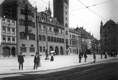 Switzerland, Basel, Münsterplatz, középen a Rathaus., 1910, Schoch Frigyes, public building, pointed arch, Fortepan #27513