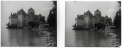 Switzerland, Montreux, Genfi tó, Chillon vára., 1910, Schoch Frigyes, castle, lake, stereophoto, Fortepan #27517