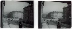 Switzerland, Geneva, Rue du Mont Blanc., 1910, Schoch Frigyes, street view, hotel, bowler hat, stereophoto, Fortepan #27521