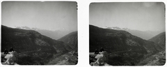 Switzerland, Furka-hágó, kilátás a Belvedere Hoteltől a Rhône völgyére., 1910, Schoch Frigyes, excursion, mountain, stereophoto, Fortepan #27526