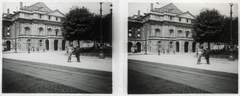 Italy, Milan, Milánói Scala (Teatro alla Scala)., 1909, Schoch Frigyes, hat, men, theater, suit, stereophoto, Neoclassical architecture, Giuseppe Piermarini-design, akimbo, Fortepan #27537